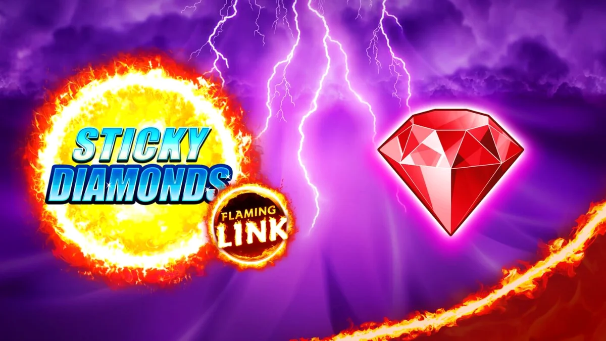 Sticky Diamonds Flaming Link slot game interface