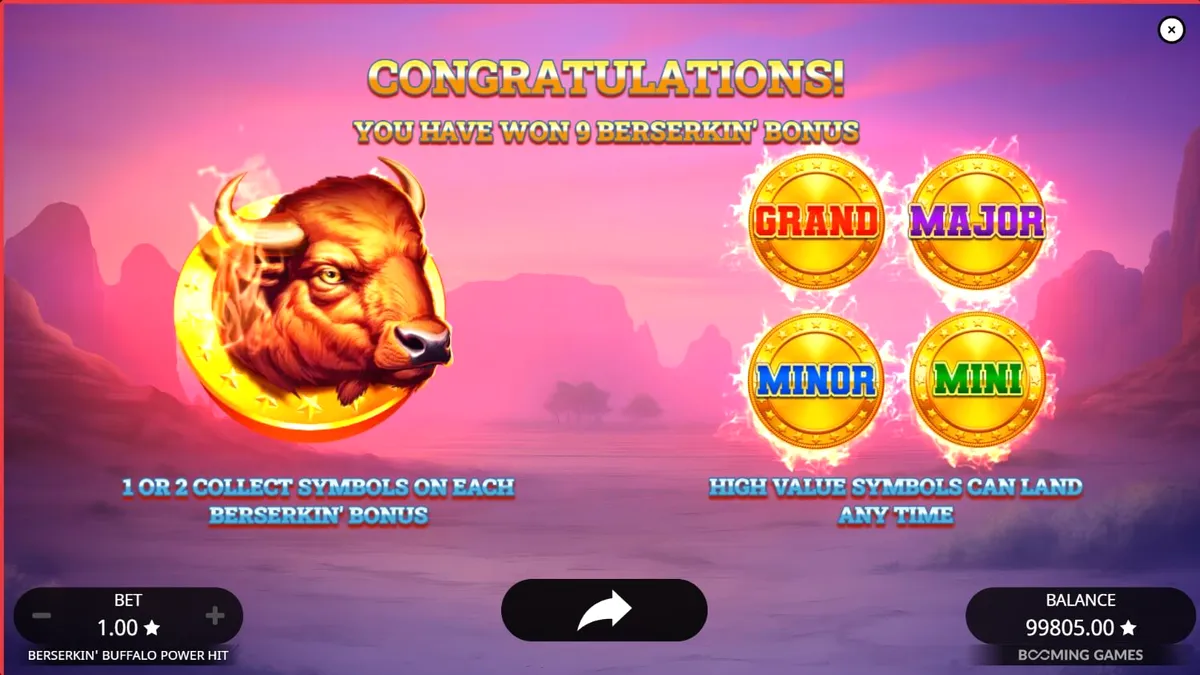 Tampilan visual slot Beserkin’ Buffalo Power Hit dengan nuansa gelap dan mistis