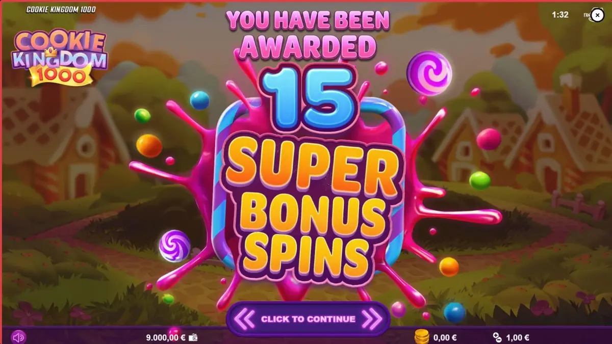 Tampilan visual slot Cookie Kingdom 1000 dengan tema permen dan beruang pembuat kue